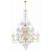 Traditional Crystal 25 Light 45" Chandelier in Polished Brass