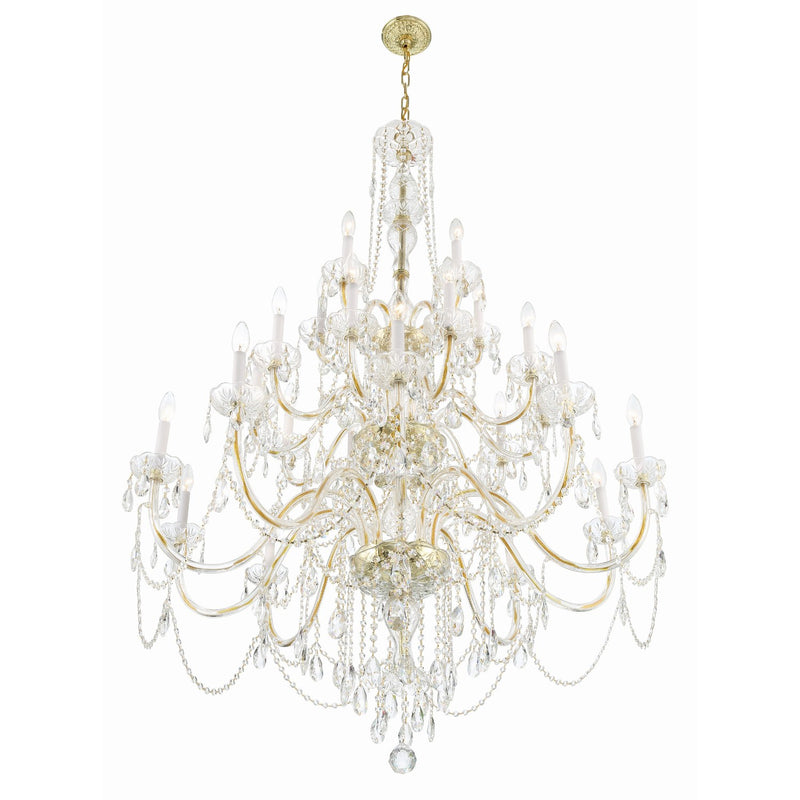 Traditional Crystal 25 Light 45" Chandelier in Polished Brass