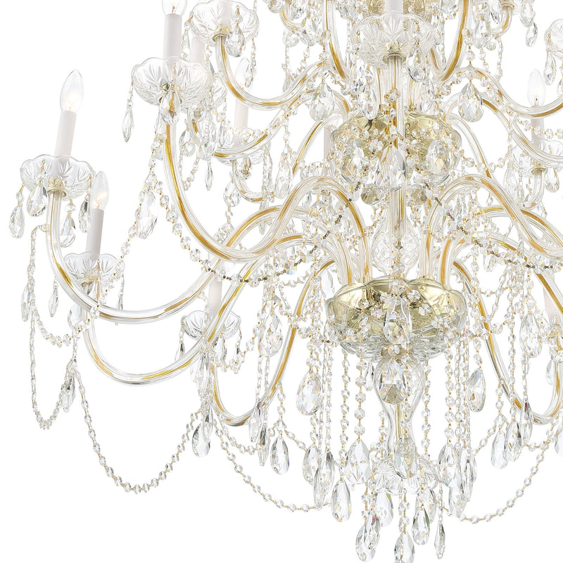 Traditional Crystal 25 Light 45" Chandelier in Polished Brass