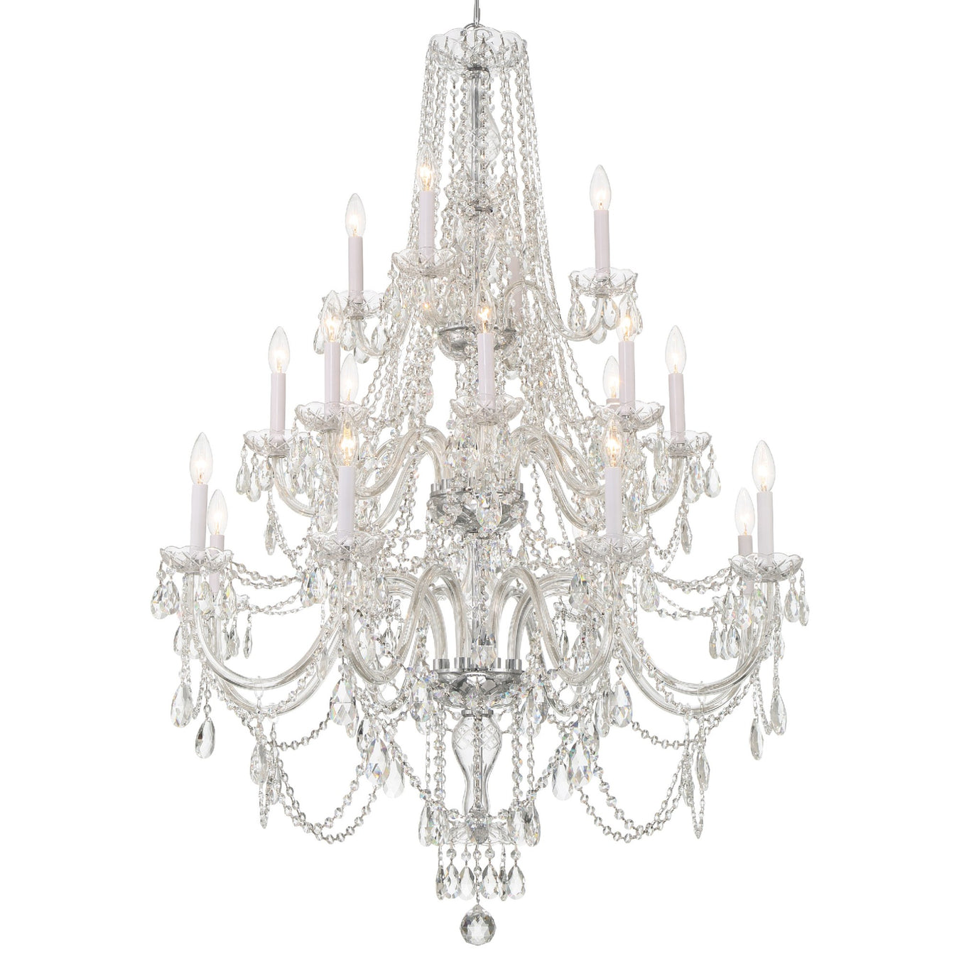 Traditional Crystal 20 Light 38" Chandelier in Polished Chrome