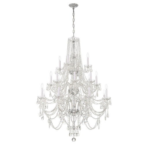 Traditional Crystal 20 Light 38" Chandelier in Polished Chrome