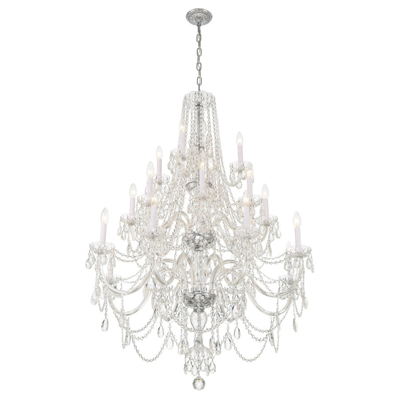 Traditional Crystal 20 Light 38" Chandelier in Polished Chrome