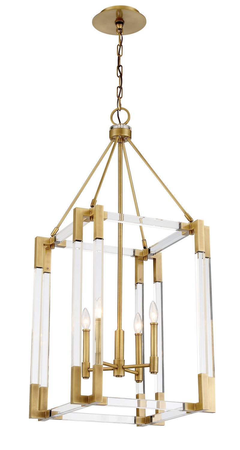 Prima Vista 4-Light Lantern Pendant in Aged Antique Brass