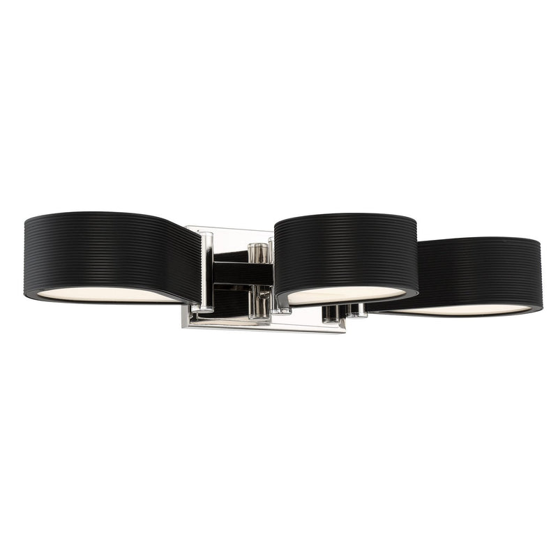 Side Step 3-Light LED Bath Vanity Light in Polished Nickel and Coal
