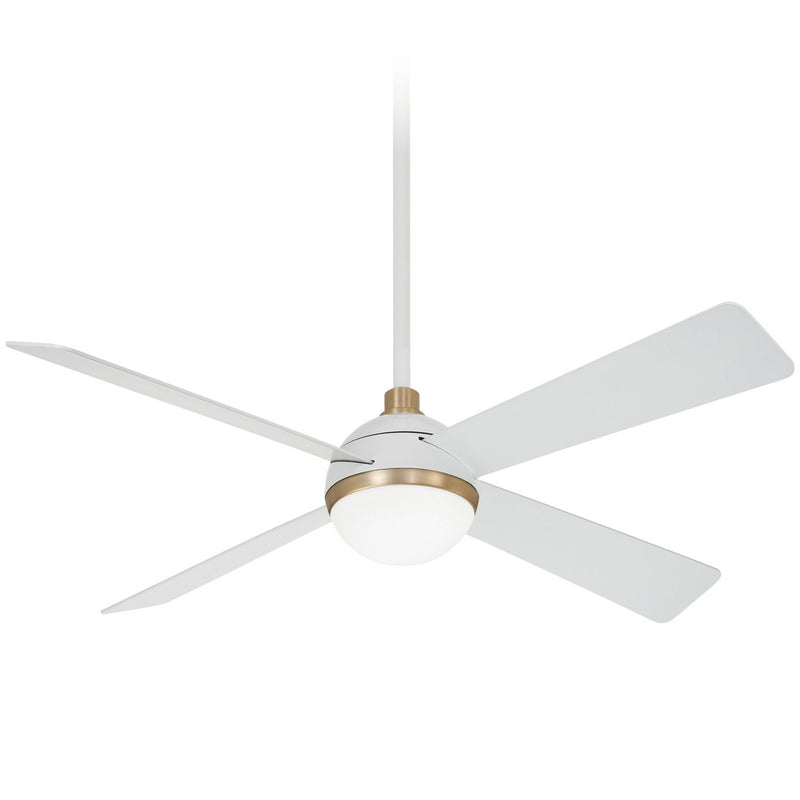 Orb 54" LED Ceiling Fan in Flat White and Soft Brass
