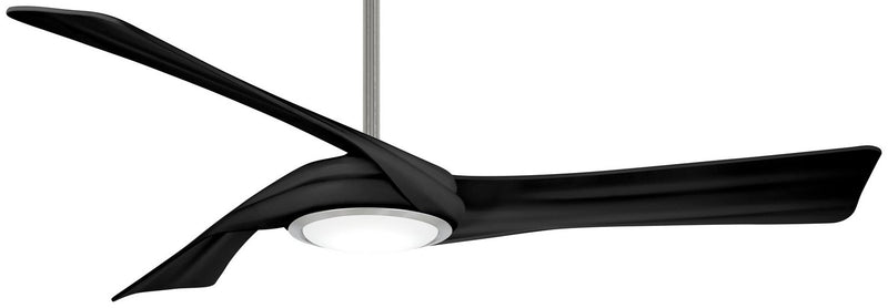 Curl 60" LED Ceiling Fan in Brushed Nickel with Coal Blades