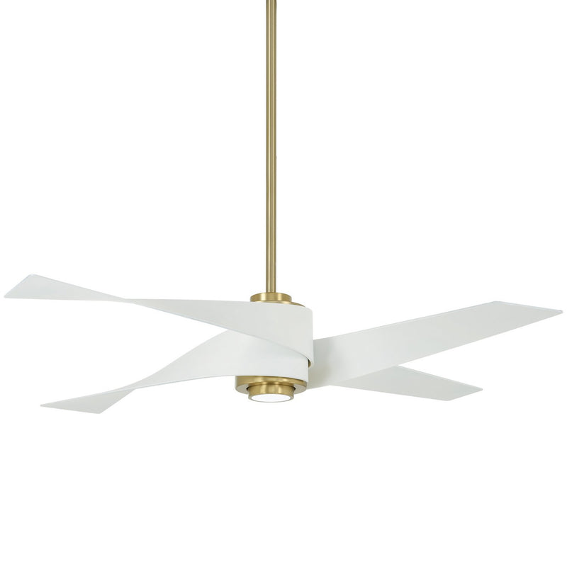 Artemis IV 64" LED Ceiling Fan in Soft Brass with Flat White Blades
