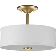 Inspire 2-Light Summer Linen Semi-Flush Mount in Satin Brass