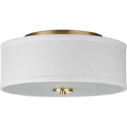 Inspire 2-Light Summer Linen Flush Mount in Satin Brass