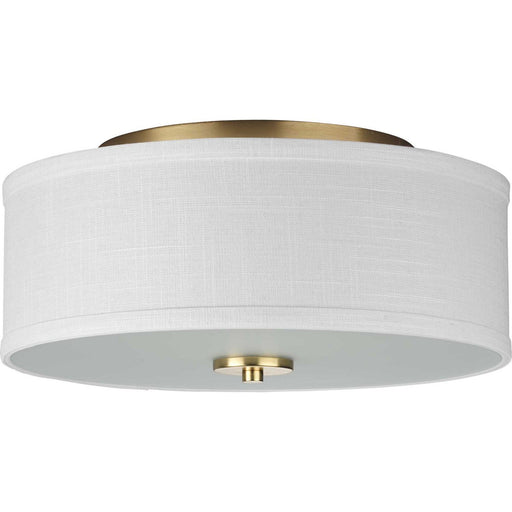 Inspire 2-Light Summer Linen Flush Mount in Satin Brass