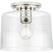 Adley Clear Glass Semi-Flush Mount in Polished Nickel