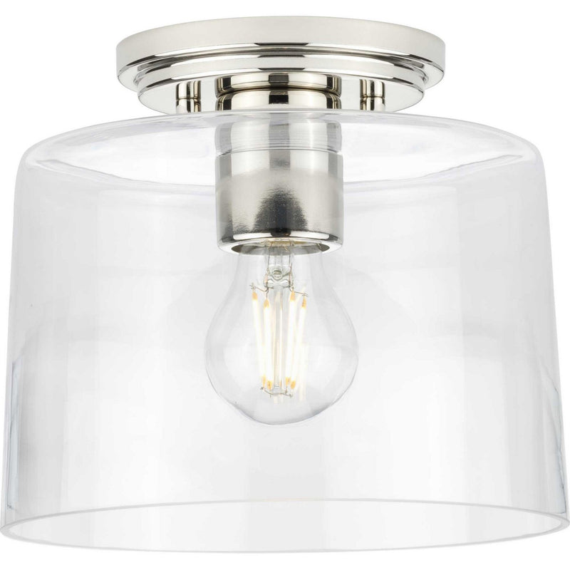 Adley Clear Glass Semi-Flush Mount in Polished Nickel