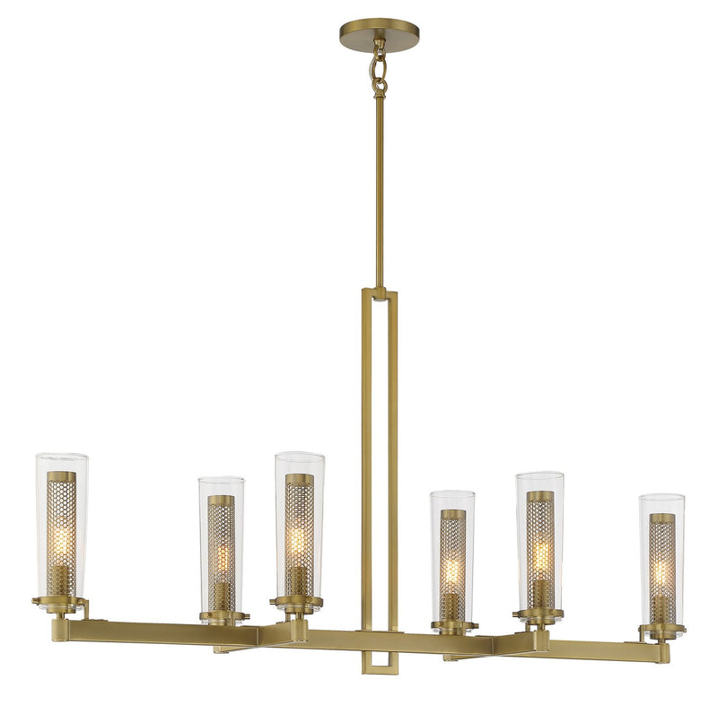 Emmerham 6-Light Linear Chandelier in Soft Brass