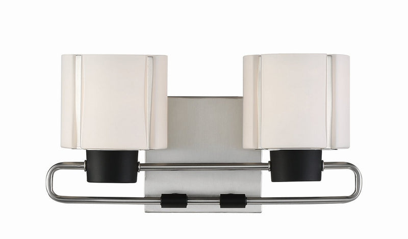 Waverly Plaza 2-Light Bath Vanity Light in Brushed Nickel and Coal