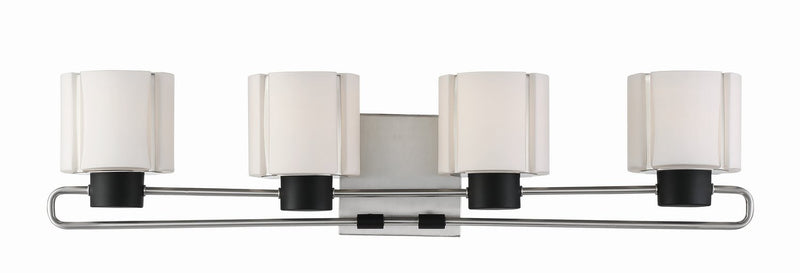 Waverly Plaza 4-Light Bath Vanity Light in Brushed Nickel w/Coal