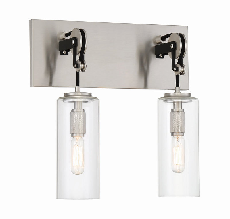 Pullman Junction 2-Light Bath Vanity Light in Coal w/Brushed Nickel