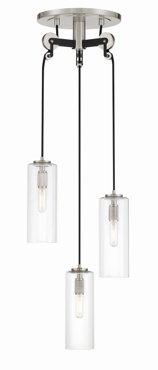 Pullman Junction 3-Light Pendant in Coal w/Brushed Nickel