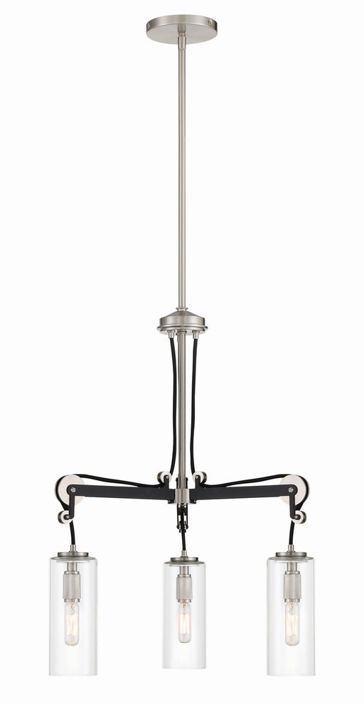 Pullman Junction 3-Light Chandelier in Coal w/Brushed Nickel