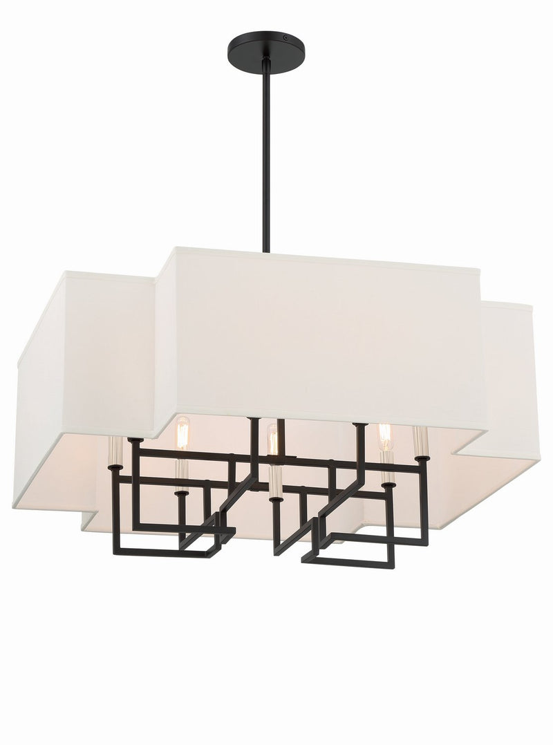 Upham Estates Large 8-Light Pendant in Coal w/Polished Nickel