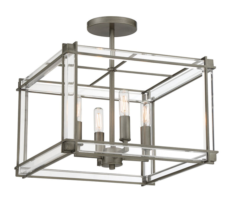 Langen Square 4-Light Semi-Flush Mount in Antique Nickel