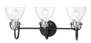 Monico 3-Light Bath Vanity Light in Matte Black and Polished Nickel