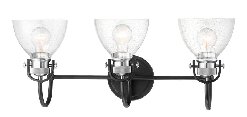 Monico 3-Light Bath Vanity Light in Matte Black and Polished Nickel