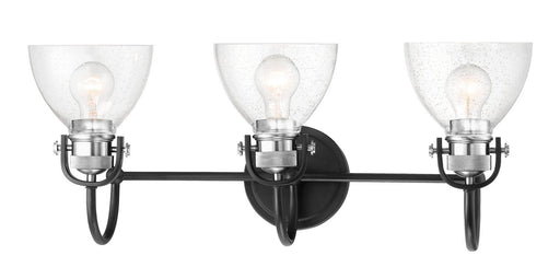 Monico 3-Light Bath Vanity Light in Matte Black and Polished Nickel