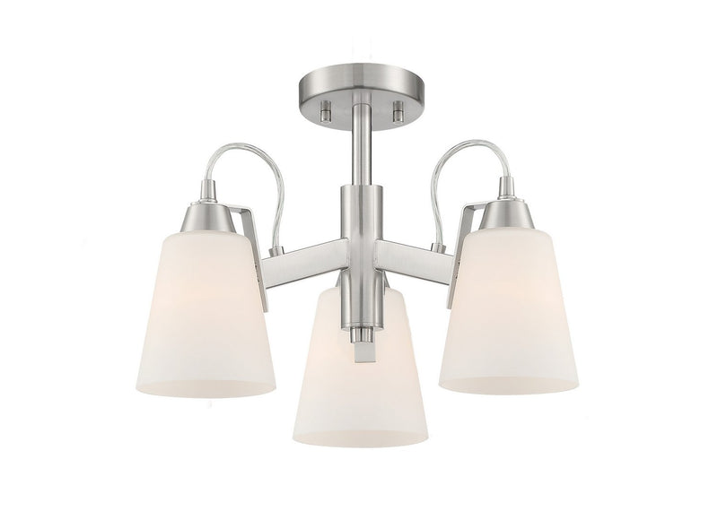 Beckonridge 3-Light Semi-Flush Mount in Brushed Nickel