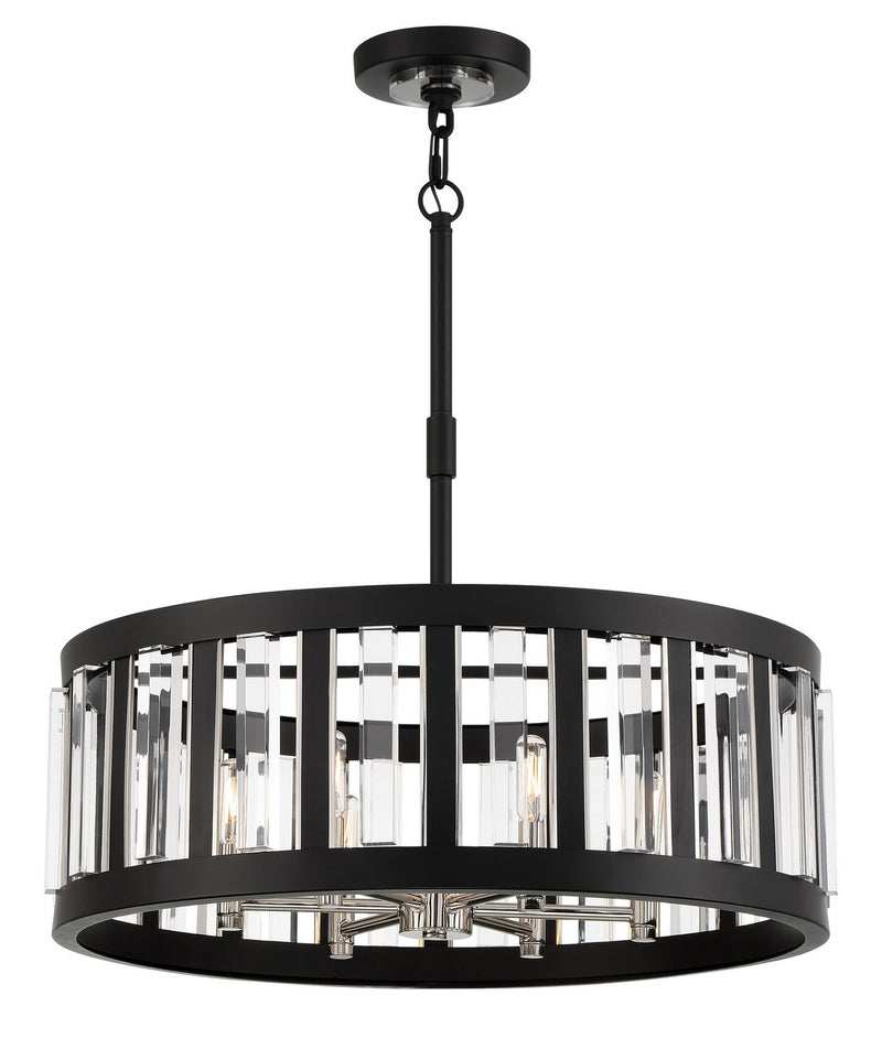 Majestic Splendor 6-Light 25.5" Drum Pendant in Sand Coal and Polished Nickel