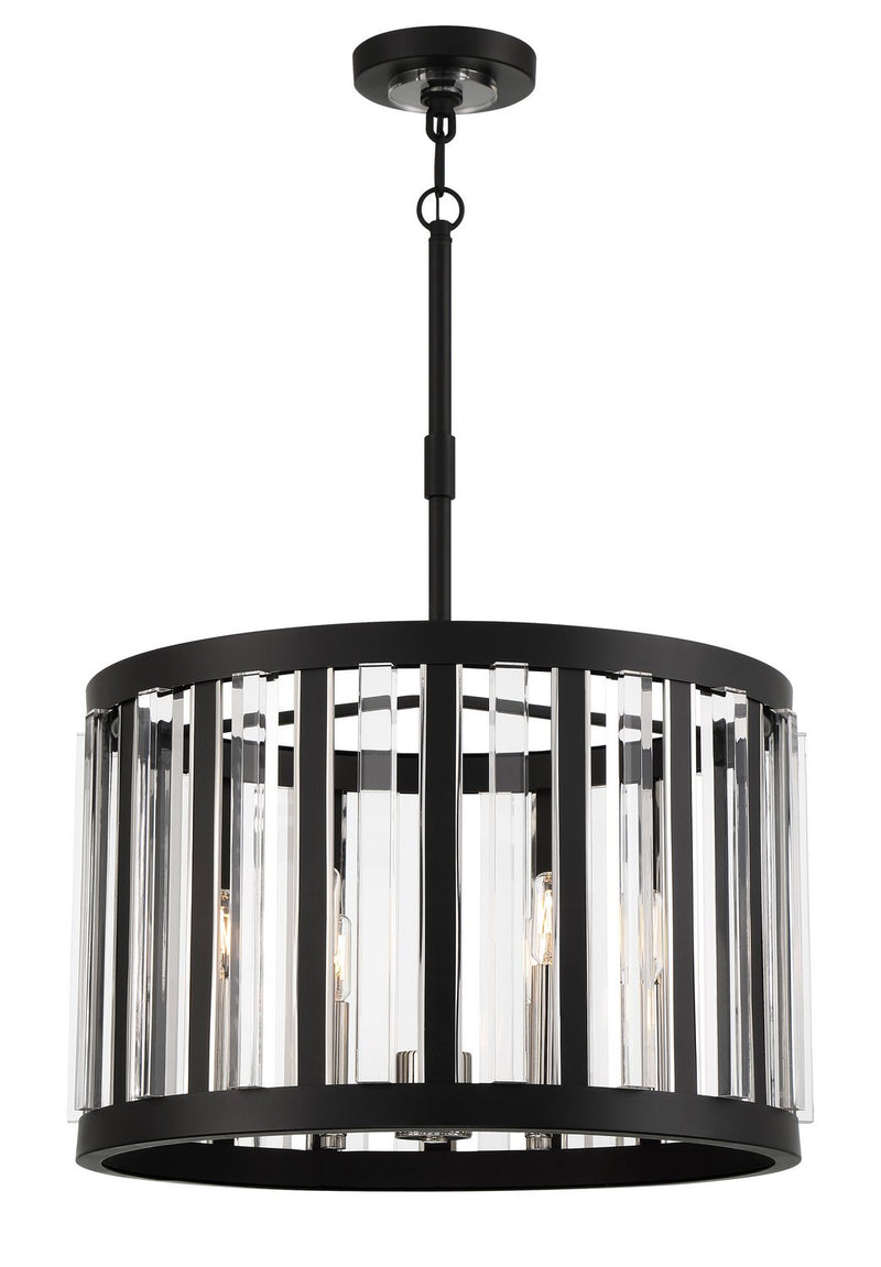 Majestic Splendor 6-Light 23" Drum Pendant in Sand Coal and Polished Nickel