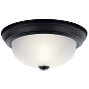 2-Light 11" Flush Mount with Satin Etched Glass in Black