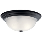 3-Light 15" Flush Mount with Satin Etched Glass in Black