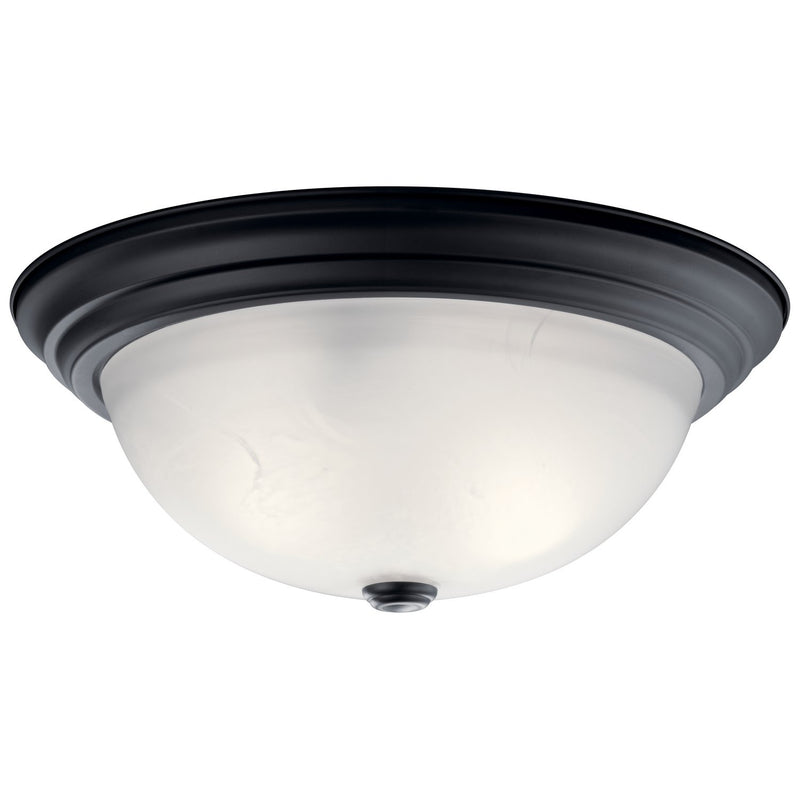 3-Light 15" Flush Mount with Satin Etched Glass in Black