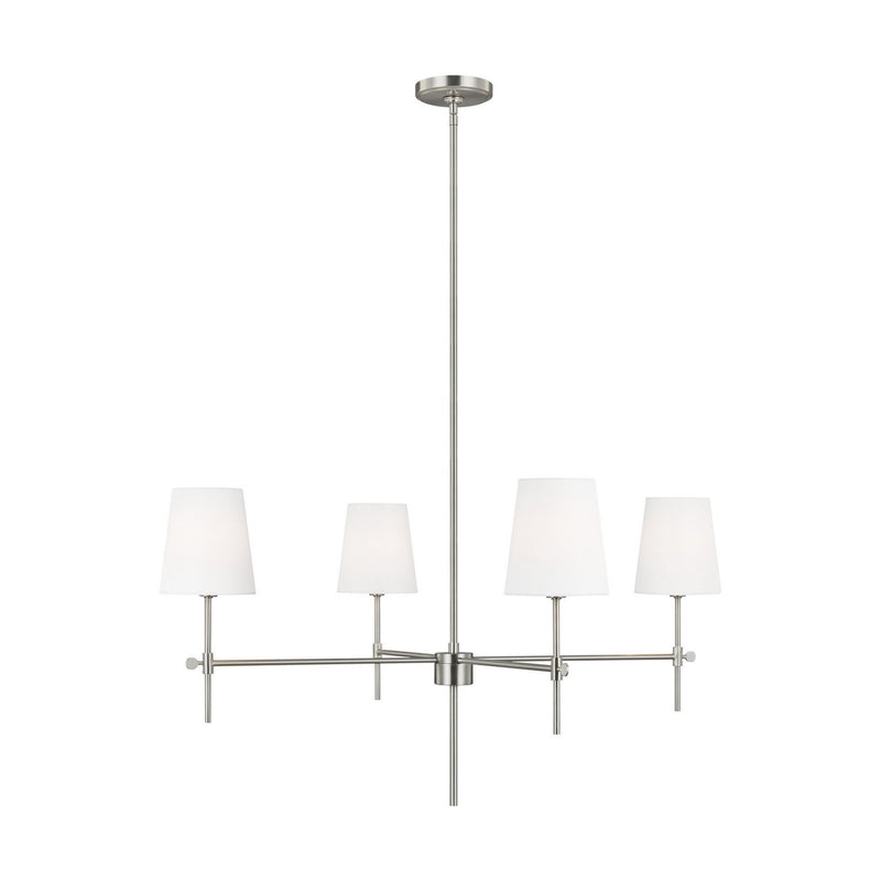 Baker 4-Light Large Chandelier in Brushed Nickel