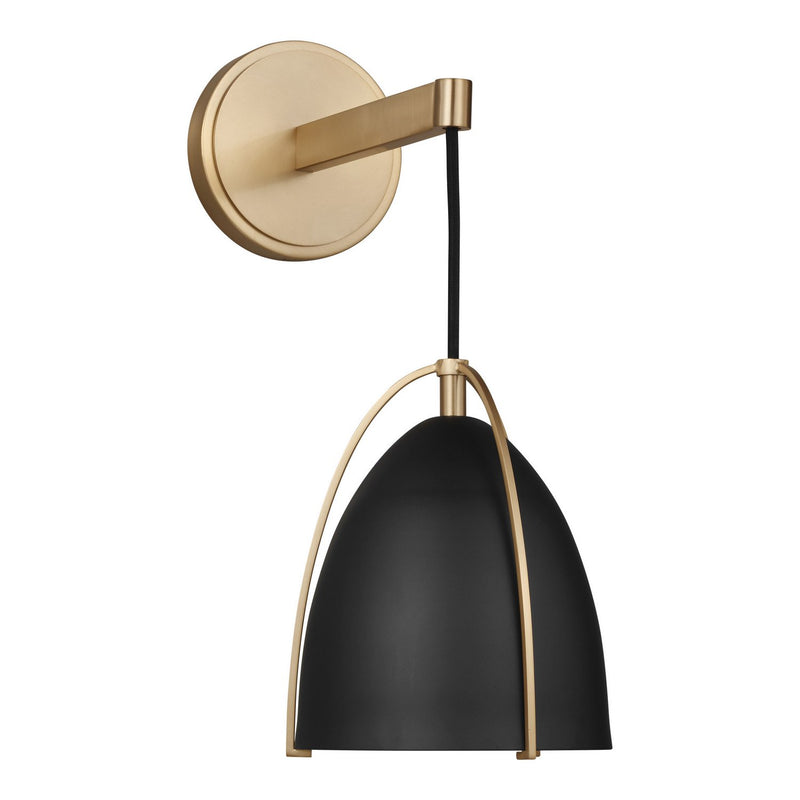 Norman Black Shade Bath Sconce in Satin Brass