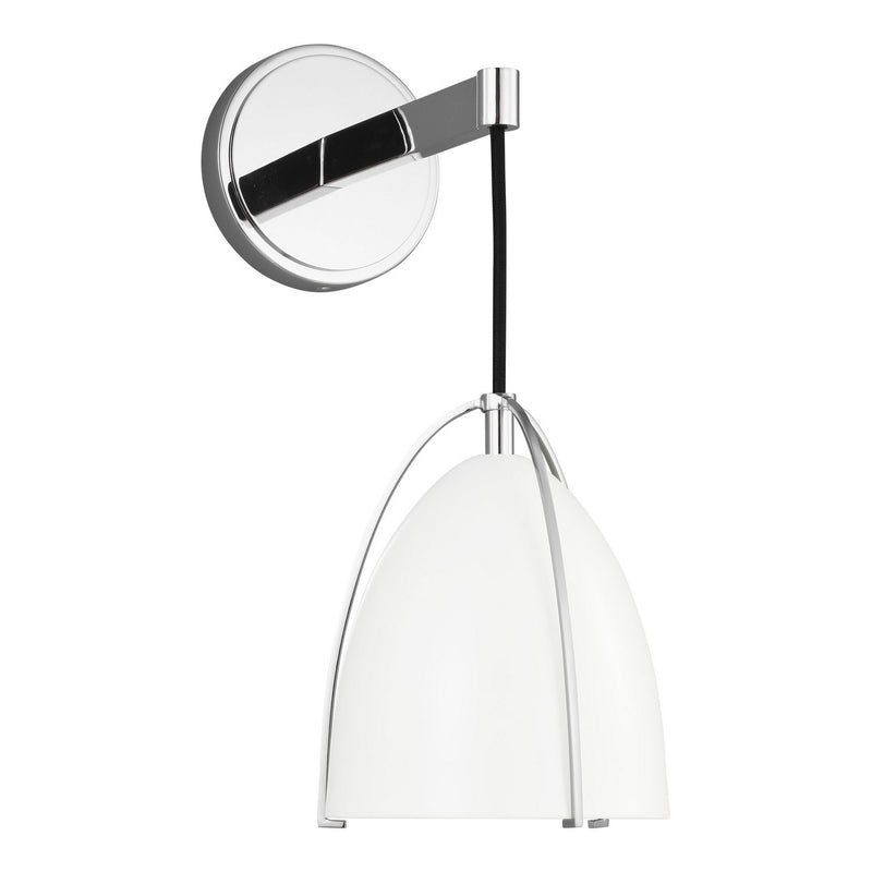 Norman White Shade Bath Sconce in Chrome