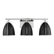Norman 3-Light Black Shade Bath Vanity Light in Chrome