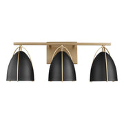 Norman 3-Light Black Shade Bath Vanity Light in Satin Brass