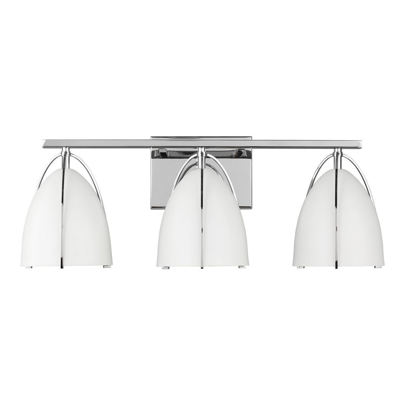Norman 3-Light White Shade Bath Vanity Light in Chrome