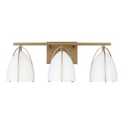 Norman 3-Light White Shade Bath Vanity Light in Satin Brass