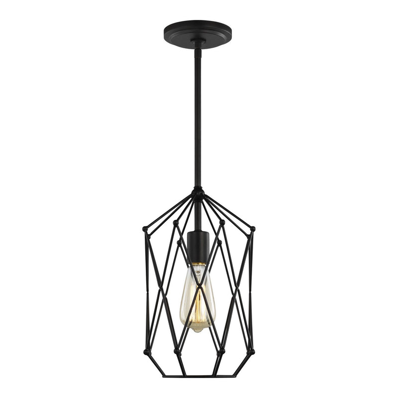 Zarra Small Lantern Pendant in Midnight Black