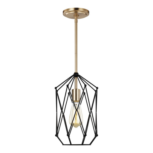 Zarra Small Lantern Pendant in Satin Brass