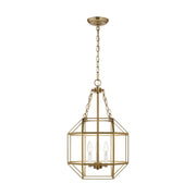 Morrison 3-Light Small Clear Glass Lantern Pendant in Satin Brass