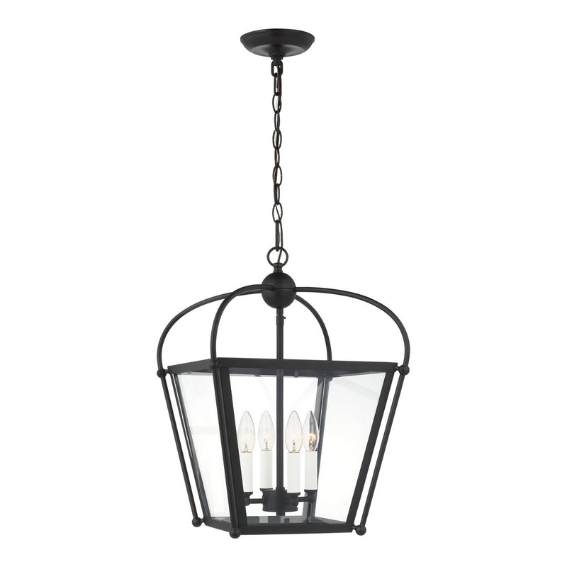 Charleston 4-Light Small Lantern Pendant in Midnight Black
