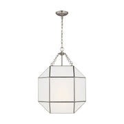 Morrison 3-Light Medium White Glass Lantern Pendant in Brushed Nickel