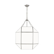 Morrison 4-Light Large White Glass Lantern Pendant in Brushed Nickel