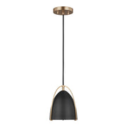 Norman Mini Black Shade Pendant in Satin Brass