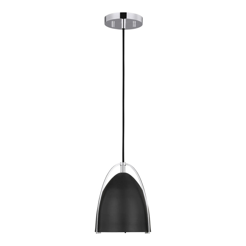 Norman Mini Black Shade Pendant in Chrome