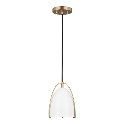 Norman Mini White Shade Pendant in Satin Brass