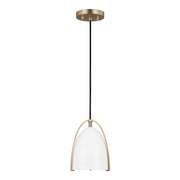 Norman Mini White Shade Pendant in Satin Brass